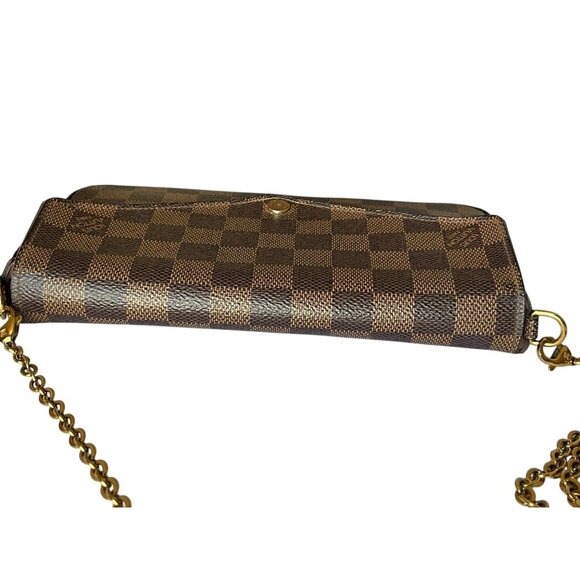 LOUIS VUITTON Damier Ebene Felicie Bag 3 Piece Red Pouchette Shoulder Full Set - Picture 13 of 16